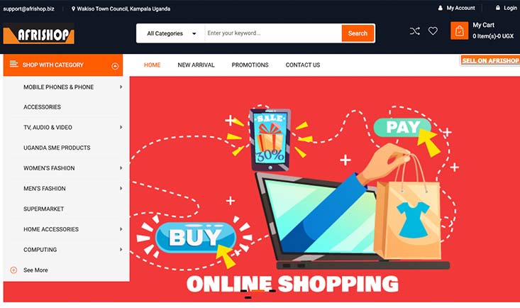 afrishop onlien shopping website runs on huawei cloud